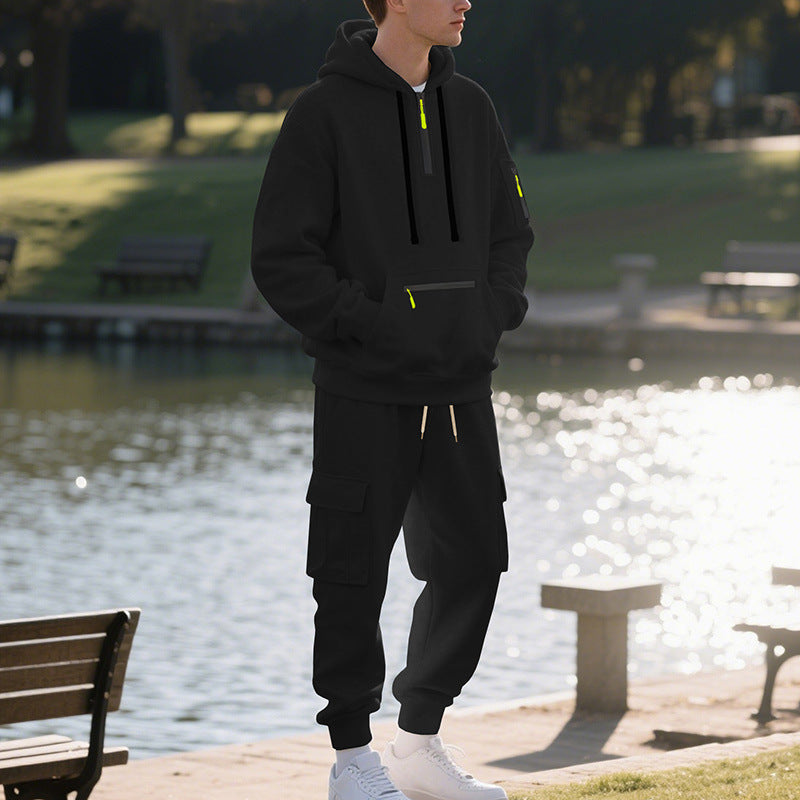 Herren sportliches Hoodie und Bundhose Set mit praktischen Taschen EB