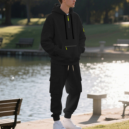 Herren sportliches Hoodie und Bundhose Set mit praktischen Taschen EB