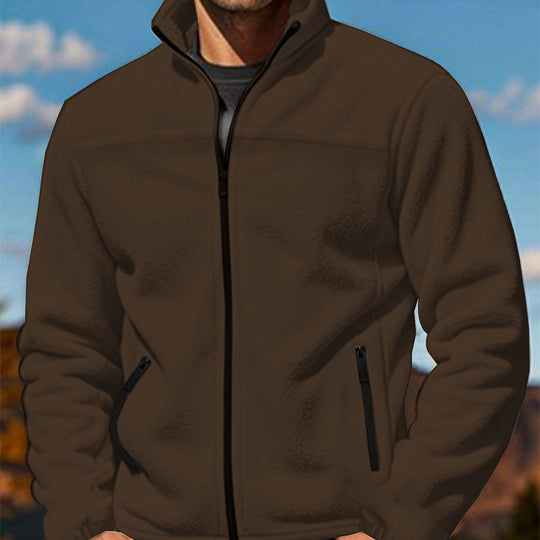 Herren Fleecejacke mit hochschließendem Kragen und Reißverschlusstaschen EB