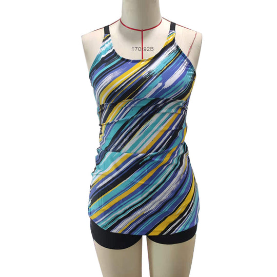 Damen Tankini-Top mit modischem Streifendesign und komfortabler Raffung EB