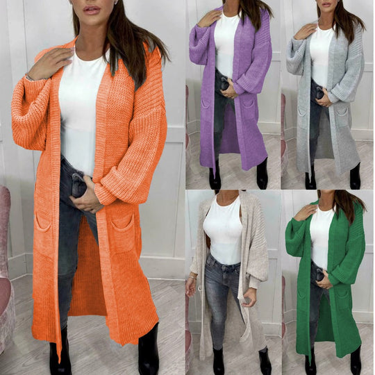 Damen Grobstrick-Cardigan im romantischen Design mit offenen Ärmeln EB