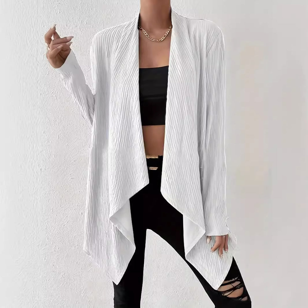 Damen Langärmlige Strickjacke mit strukturiertem Design und offenem Schnitt EB