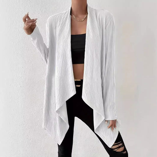 Damen Langärmlige Strickjacke mit strukturiertem Design und offenem Schnitt EB