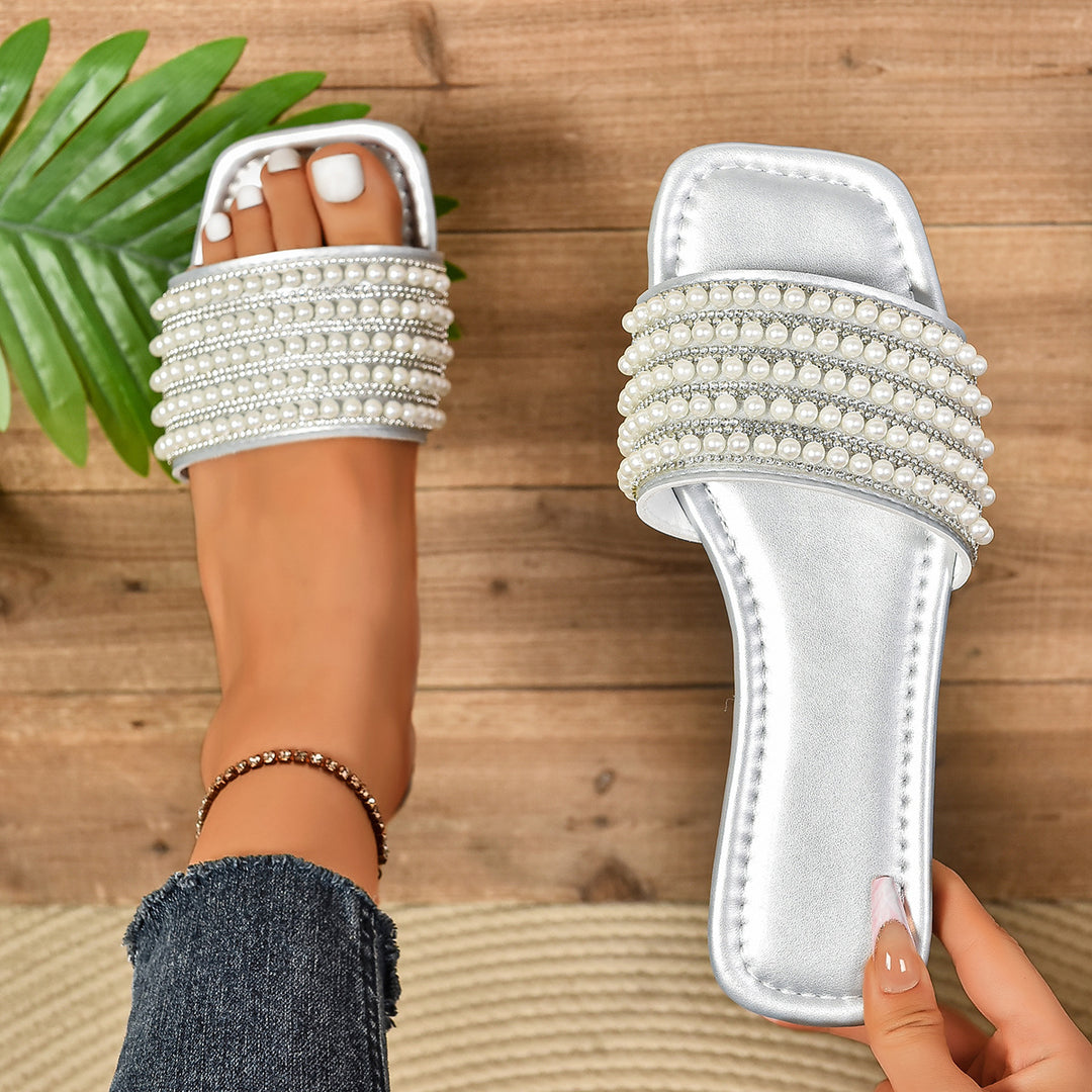 Damen Glamouröse Sandalen mit Perlenverzierung EB