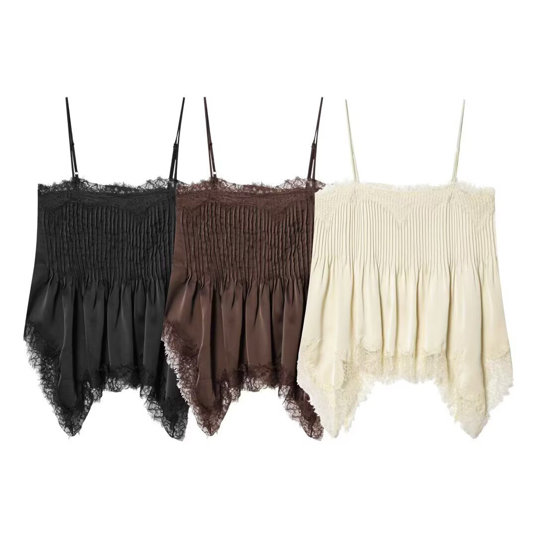 Damen Spitzen-Camisole mit elastischem Detail und fließendem Schnitt EB