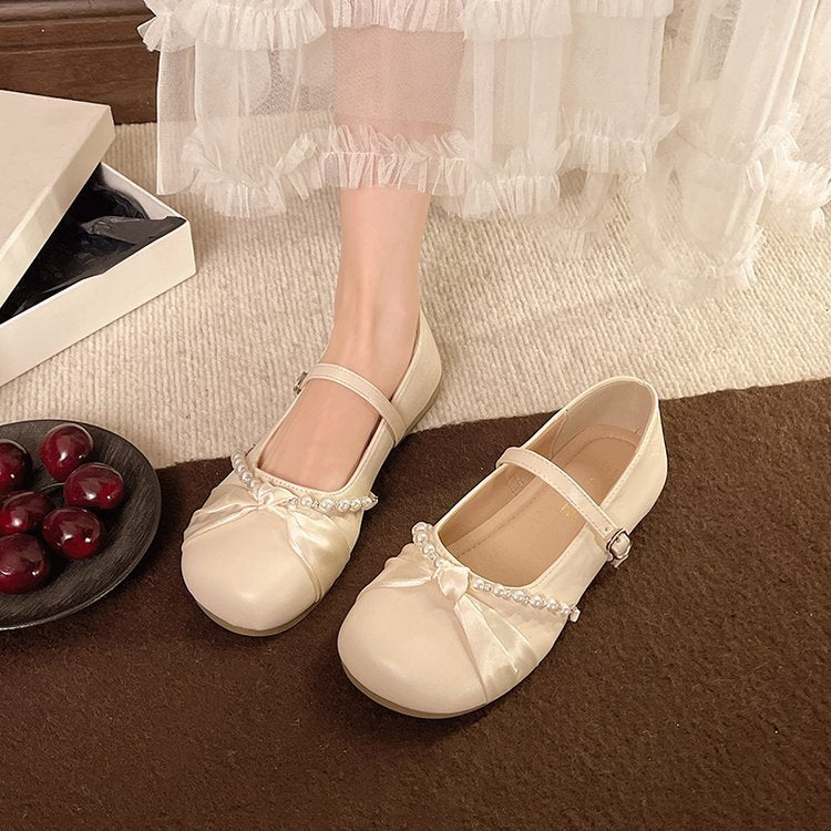 Damen Ballerinas mit Perlenakzent und verstellbarem Riemen EB