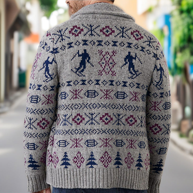 Herren Strickjacke mit traditionellem Muster und warmem Innenfutter EB