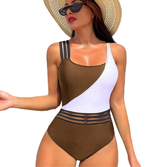 Damen Sportlicher Einteiler Badeanzug mit innovativem Schnitt EB