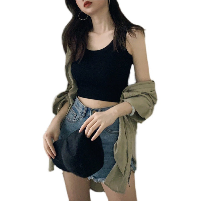 Damen Crop-Top aus atmungsaktiver Baumwolle mit schmalem Schnitt EB