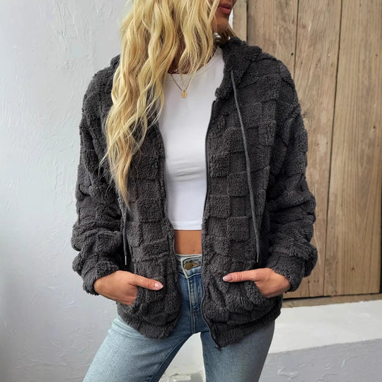 Damen Kuschelige Fleecejacke mit Kapuze EB