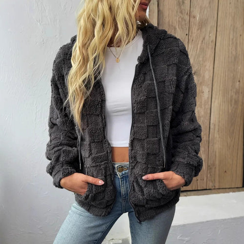 Damen Kuschelige Fleecejacke mit Kapuze EB