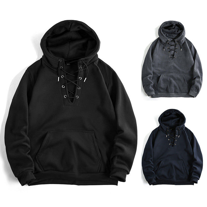 Damen Kapuzenpullover mit raffiniertem Schnürdesign und praktischer Kängurutasche EB