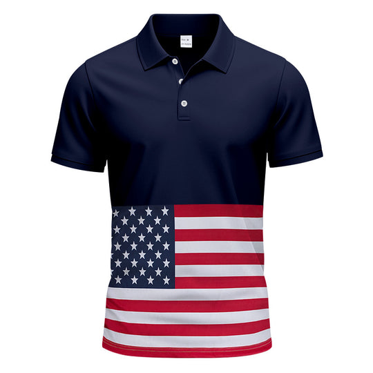 Herren Poloshirt mit einzigartigem Flaggenmotiv und moderner Passform EB