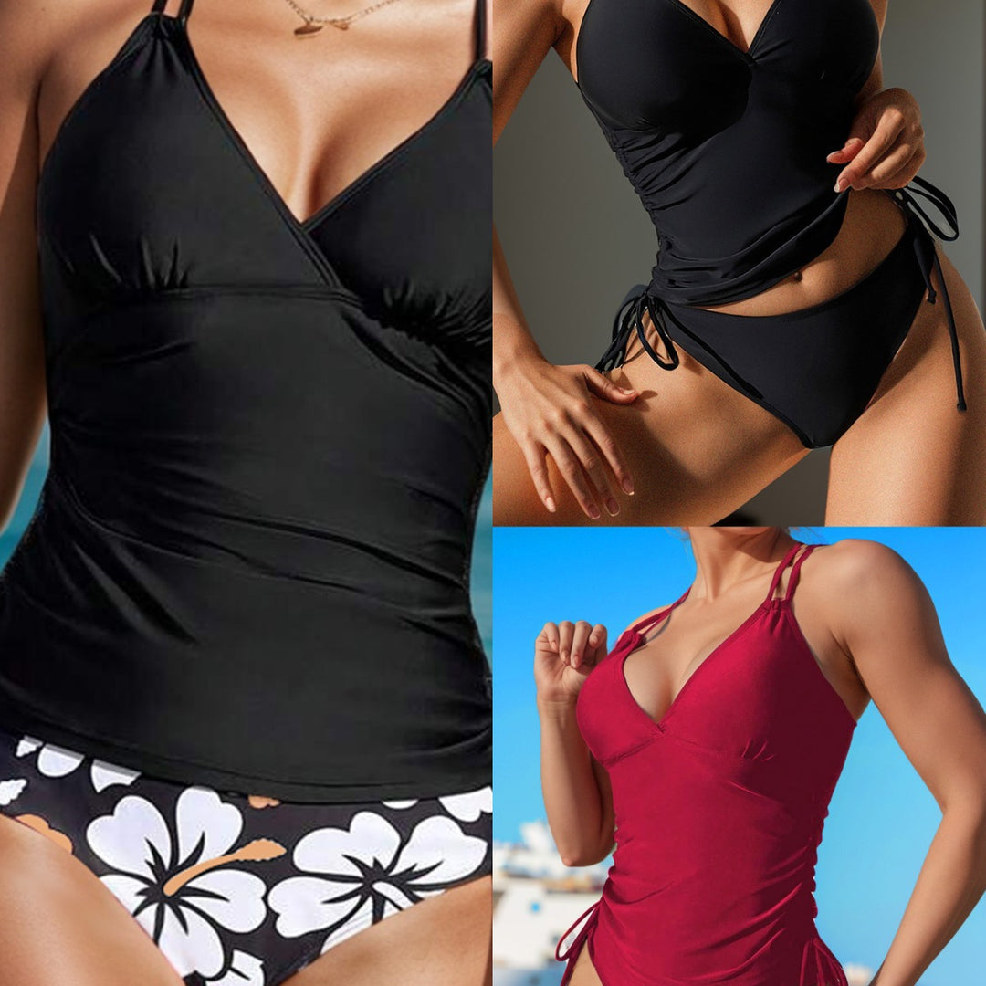 Damen Tankini-Oberteil mit verstellbaren Trägern und seitlichen Raffungselementen EB