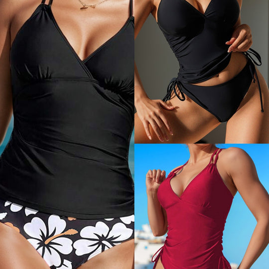 Damen Tankini-Oberteil mit verstellbaren Trägern und seitlichen Raffungselementen EB