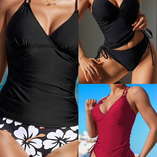 Damen Tankini-Oberteil mit verstellbaren Trägern und seitlichen Raffungselementen EB