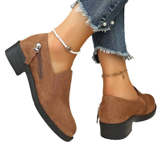 Damen modische Stiefeletten mit seitlichem Reißverschluss und ergonomischer Sohle EB