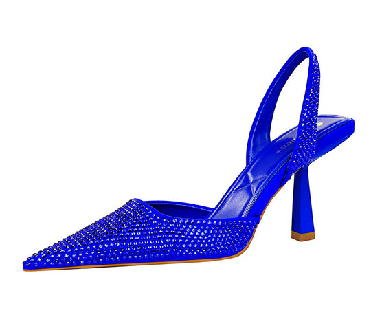 Damen Elegante Slingback-Pumps mit funkelnden Strassdetails und geschwungenem Absatz EB