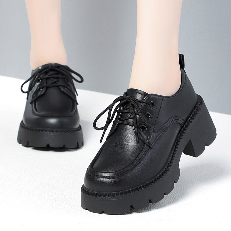 Damen Modische Schnürschuhe mit robustem Blockabsatz und trendigem Design EB