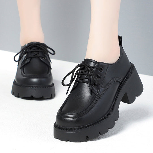 Damen Modische Schnürschuhe mit robustem Blockabsatz und trendigem Design EB