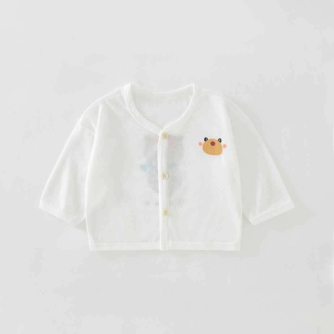 Unisex Nan Soft Organic Cotton Snap-Front Baby Cardigan mit besticktem Elefanten EB