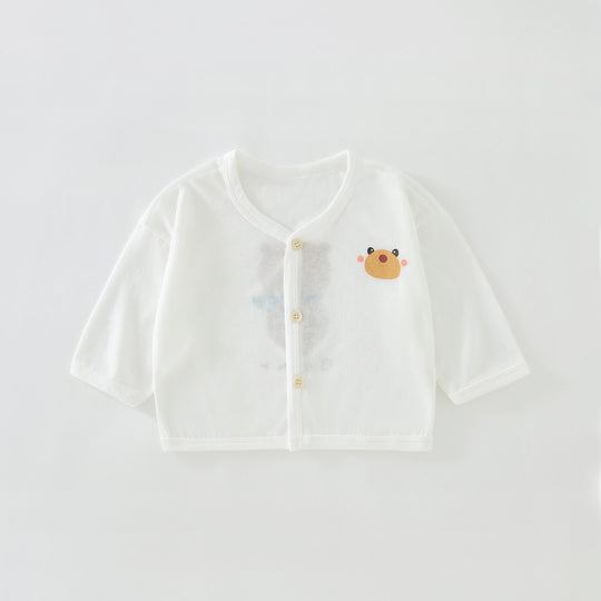 Unisex Nan Soft Organic Cotton Snap-Front Baby Cardigan mit besticktem Elefanten EB