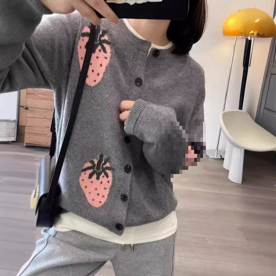 Damen Verspielt gemusterter Cardigan mit Knopfdetail EB