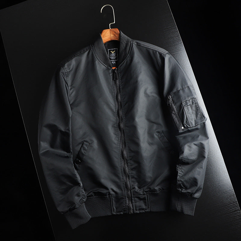 Herren nan windabweisende Nylon-Bomberjacke im MA-1 Stil mit Ärmeltasche und gerippten Bündchen EB