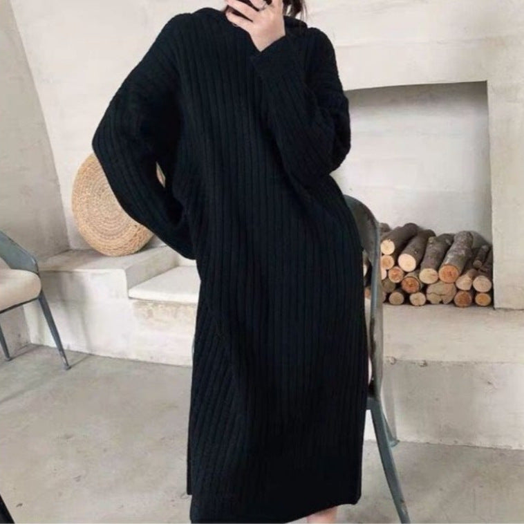 Damen Strickkleid mit geripptem Design und lässigem Schnitt EB