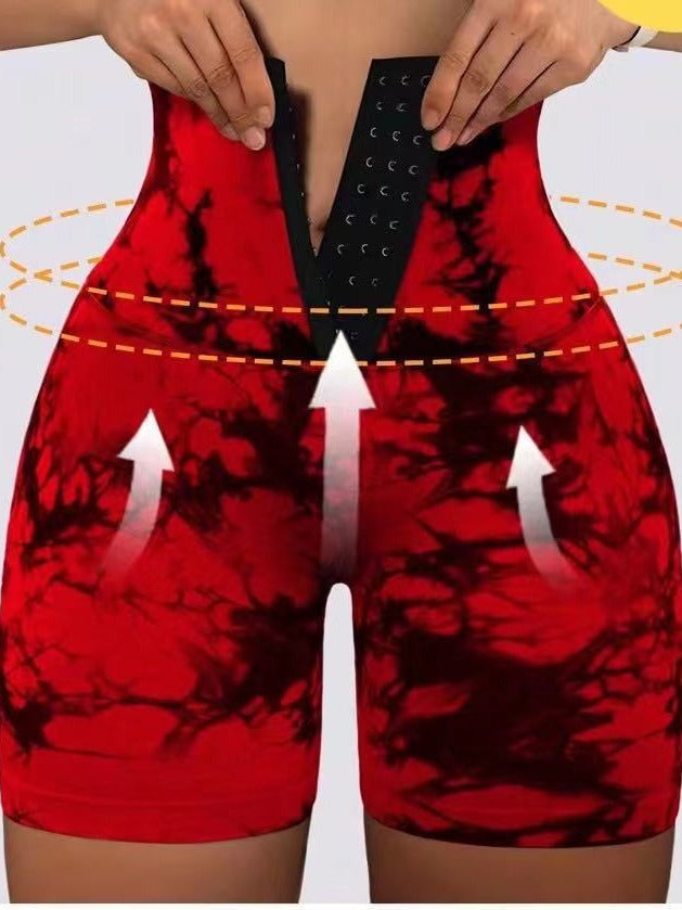 Damen Modische Radlerhosen mit höhenverstellbarem Bund und einzigartigem Batikdesign EB