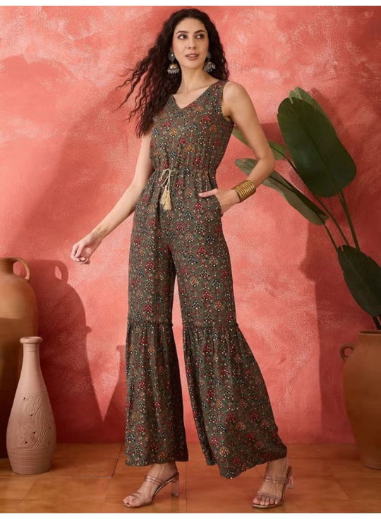 Damen Vintage-inspirierter Jumpsuit mit weitem Bein und Taillierung EB