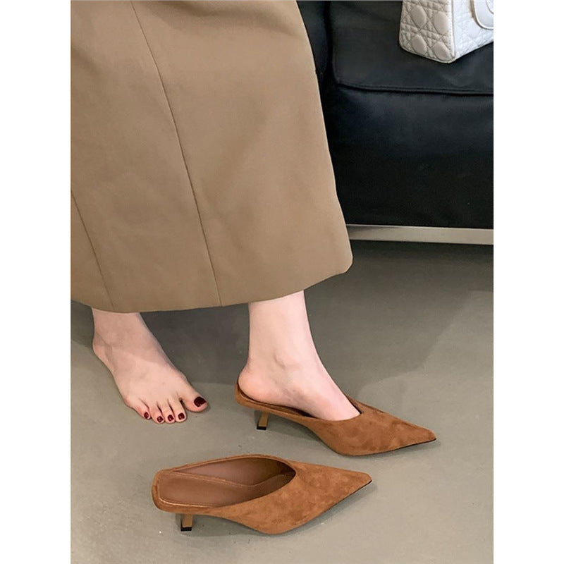 Damen elegante Slingback Mules mit spitzem Design EB