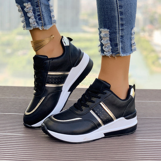 Damen nan City-Sneaker mit gedämpfter Keilsohle, gepolstertem Komfortfußbett und eleganten Metallic-Details EB