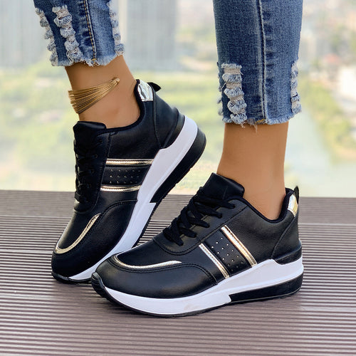 Damen nan City-Sneaker mit gedämpfter Keilsohle, gepolstertem Komfortfußbett und eleganten Metallic-Details EB