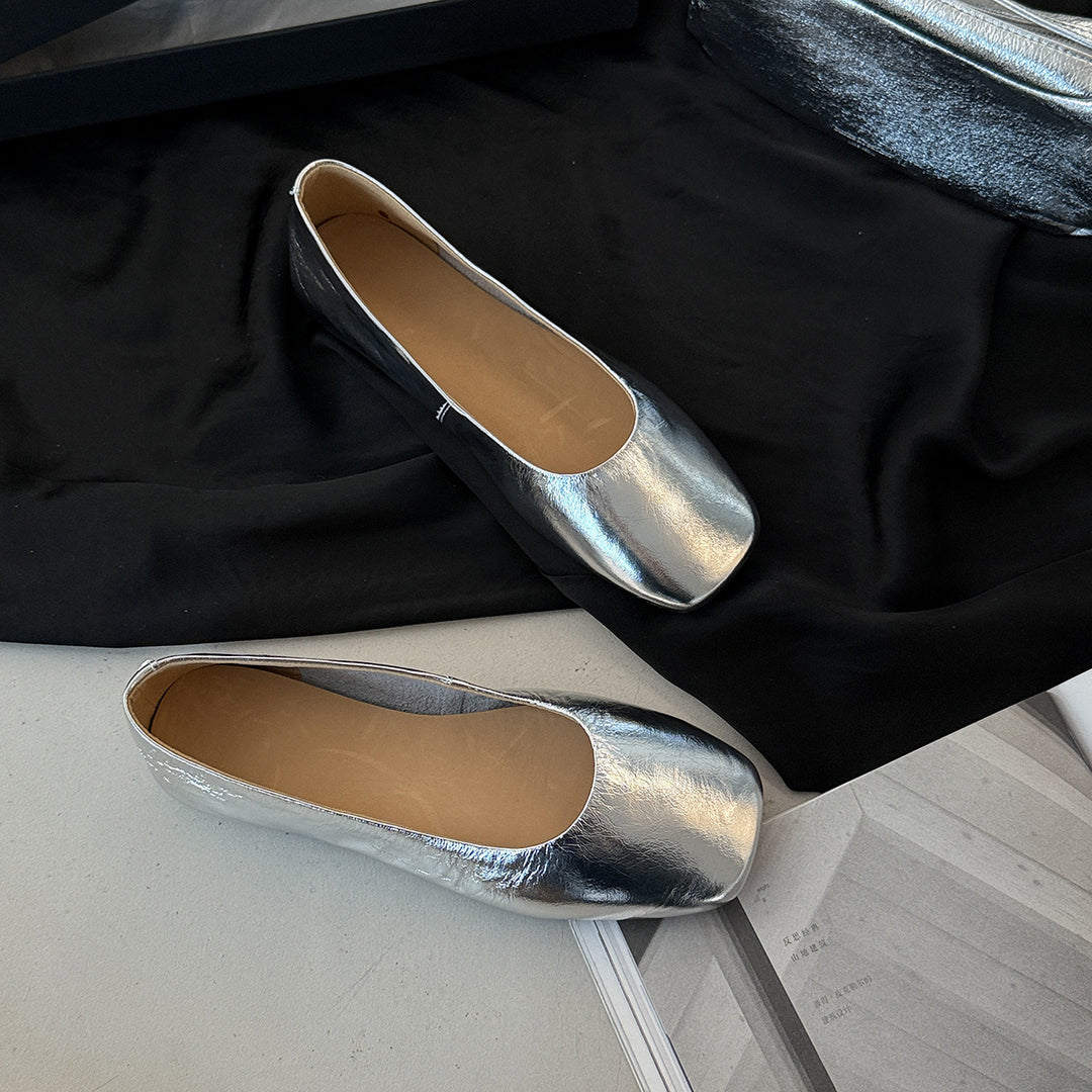 Damen Ballerinas aus hochwertigem Metallic-Leder mit komfortabler Innensohle EB