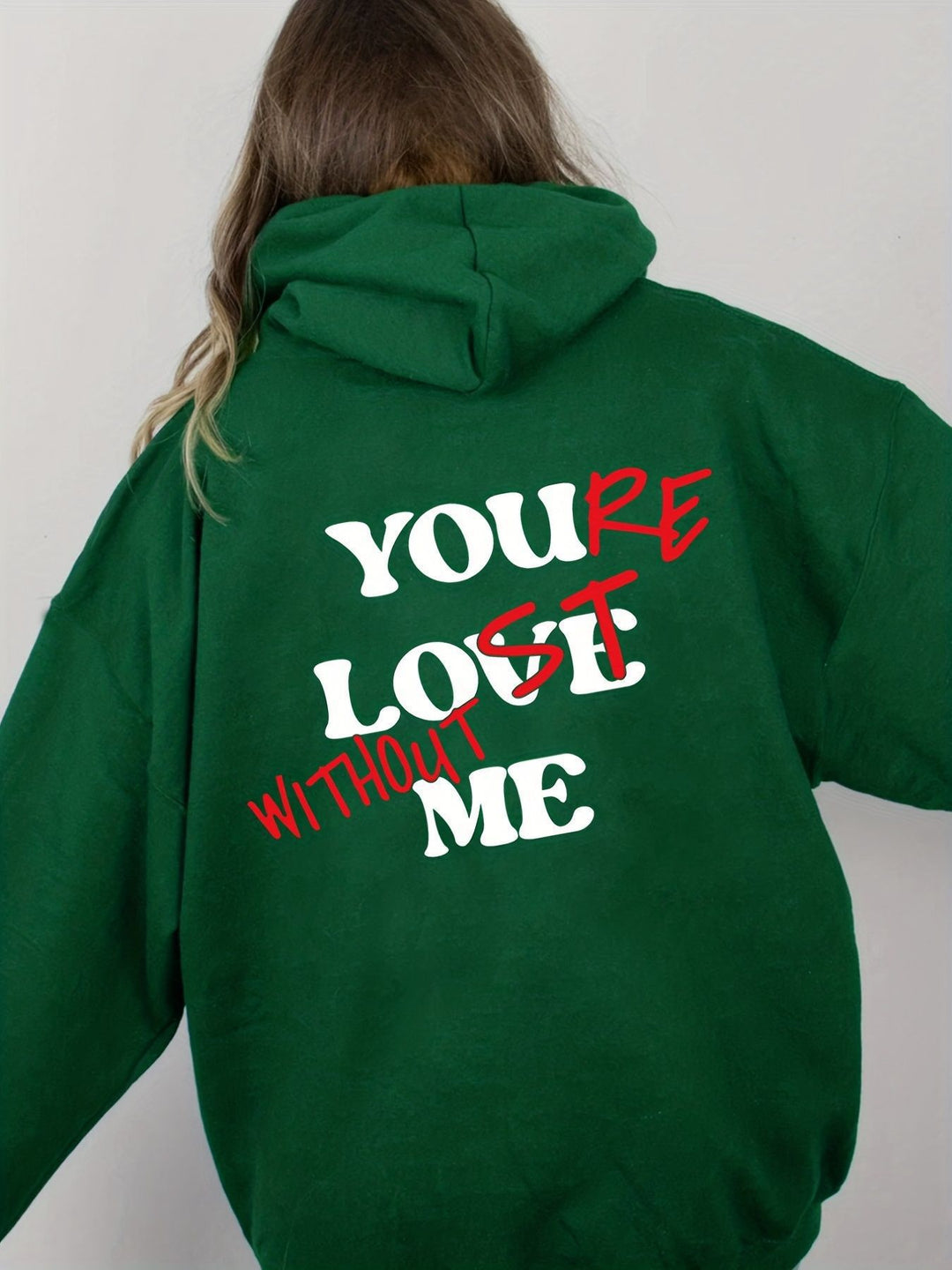 Damen Oversized Kapuzensweater mit inspirierendem Aufdruck EB