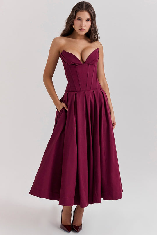 Damen Abendkleid mit taillierter Silhouette und A-linien Schnitt EB