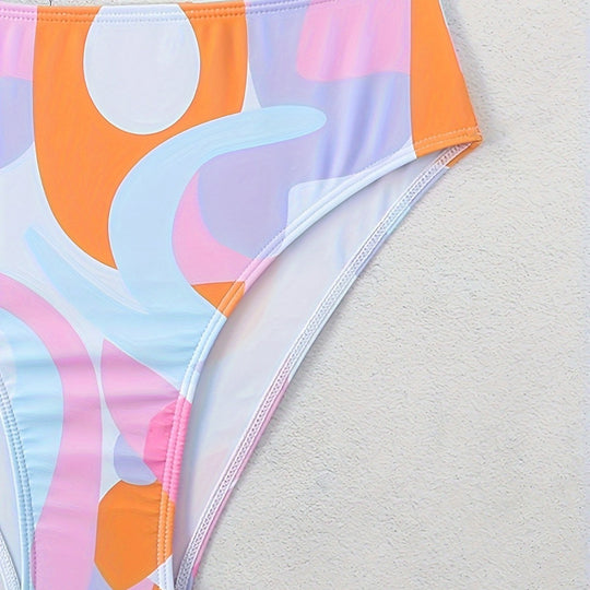 Damen Bikini-Set mit modischem grafischen Design und breiten Trägern EB