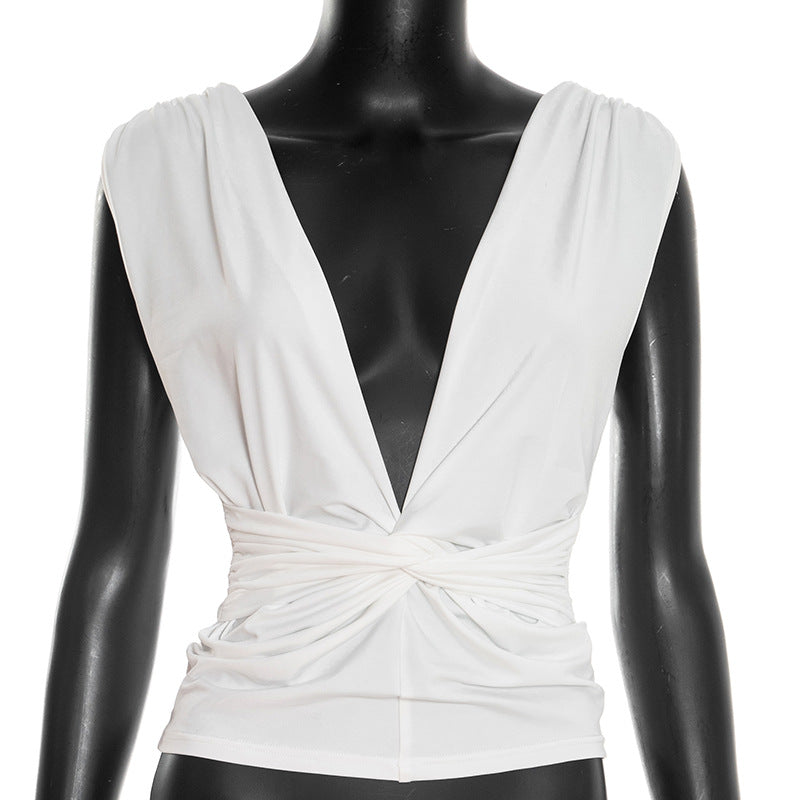 Damen Wickeloberteil mit tiefem V-Ausschnitt und elegantem Knotendetail EB