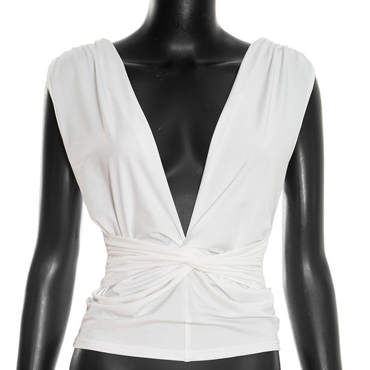 Damen Wickeloberteil mit tiefem V-Ausschnitt und elegantem Knotendetail EB