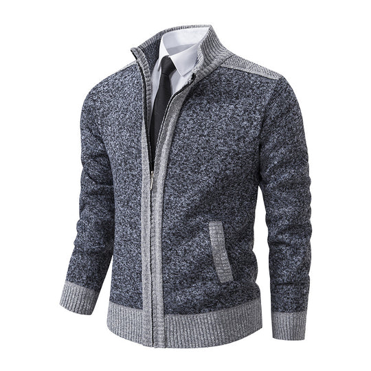Herren modische Strickjacke mit hohem Kragen und Reißverschluss EB