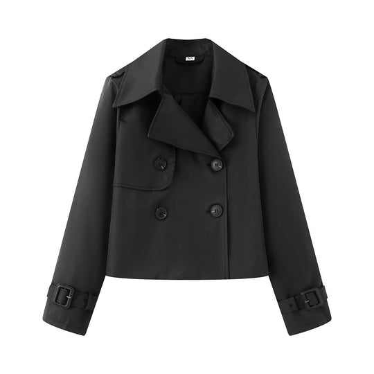Damen elegante Trenchcoat-Jacke mit klassischen Details EB