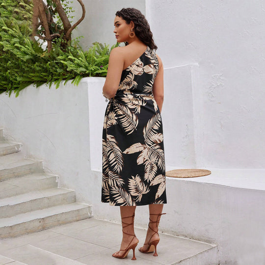 Damen asymmetrisches Strandkleid mit seitlichem Knoten EB