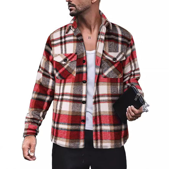 Herren Flanellhemd mit Karomuster und funktionalen Taschen EB
