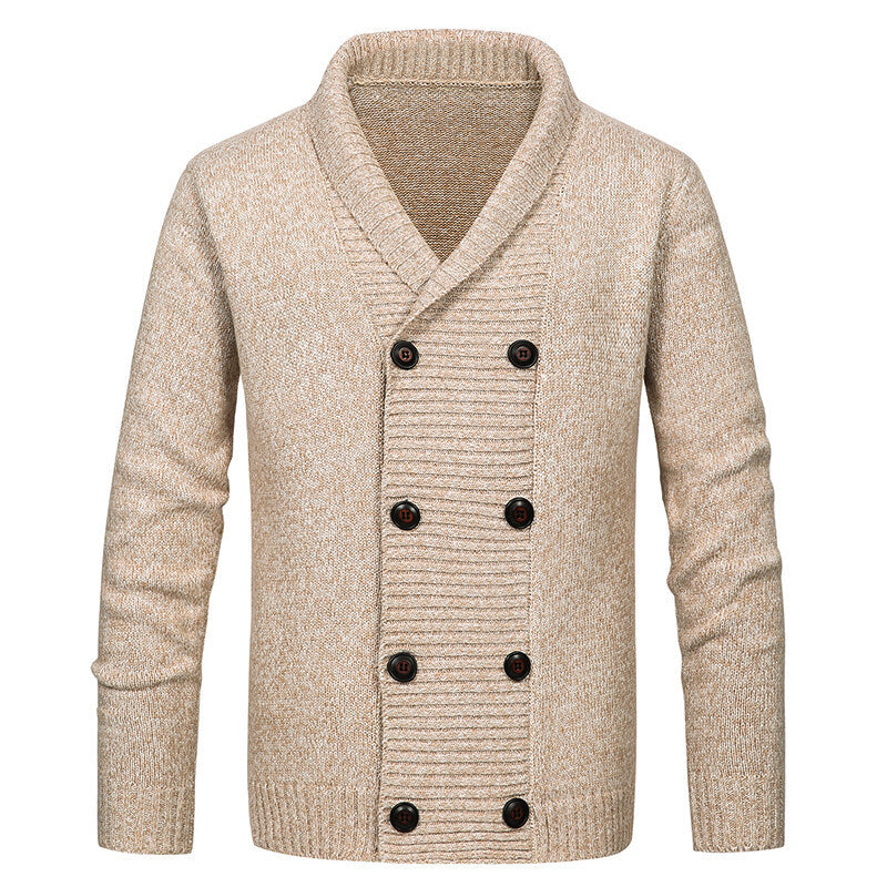 Herren nan Strickjacke mit Schalkragen und doppelter Knopfleiste EB