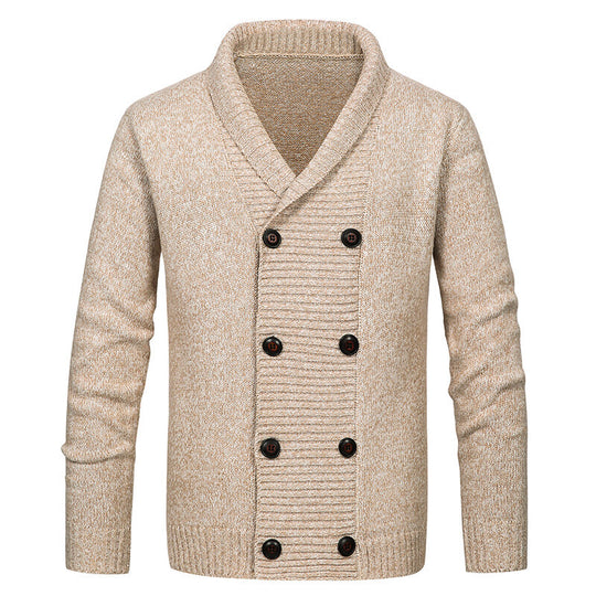 Herren nan Strickjacke mit Schalkragen und doppelter Knopfleiste EB