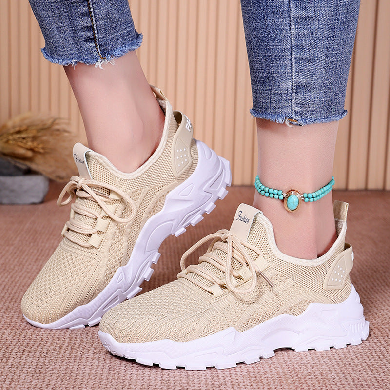 Damen Atmungsaktive Fitness Sneakers mit flexiblem Strickoberteil und rutschfester Sohle EB