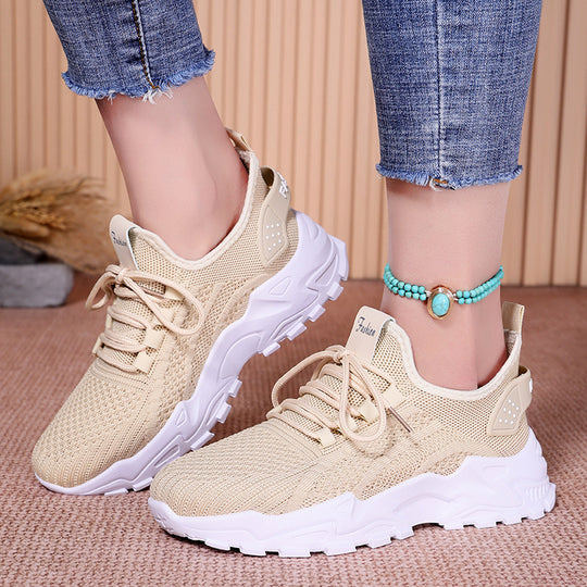 Damen Atmungsaktive Fitness Sneakers mit flexiblem Strickoberteil und rutschfester Sohle EB