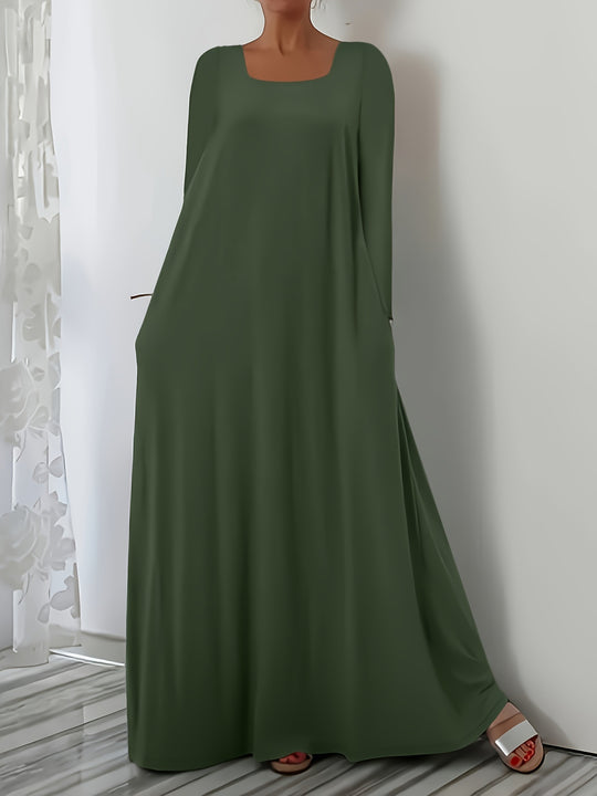 Damen Weit geschnittenes Maxikleid mit praktischen Taschen EB