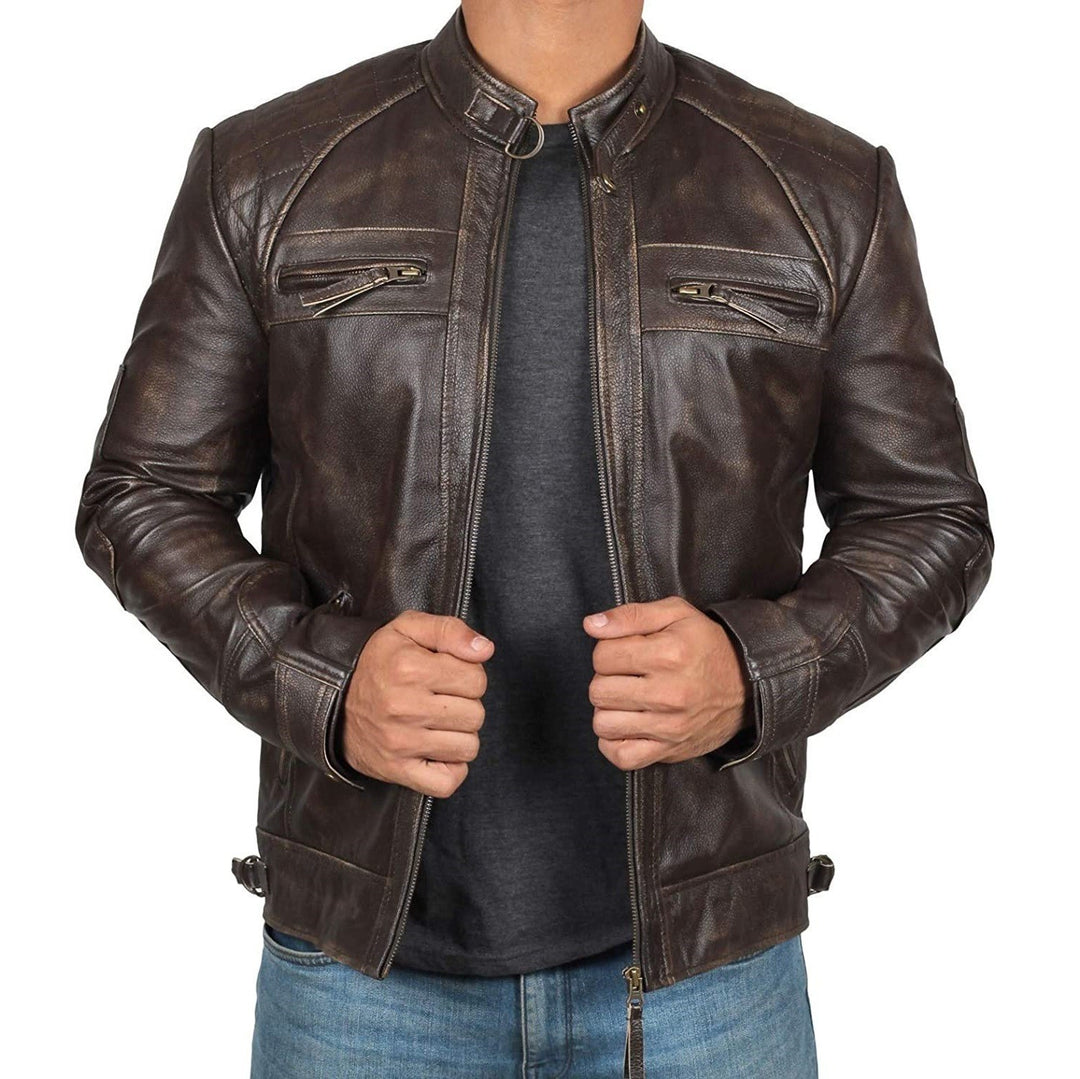 Herren Bikerjacke mit funktionalen Taschen und einzigartiger Steppung EB